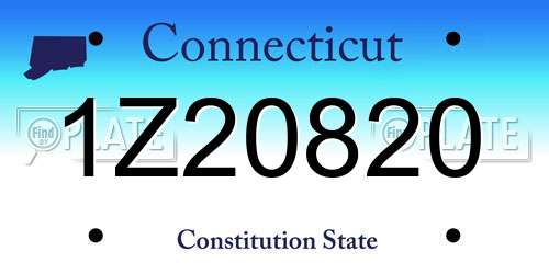 1Z20820 Connecticut License Plate