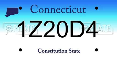 1Z20D4 Connecticut License Plate