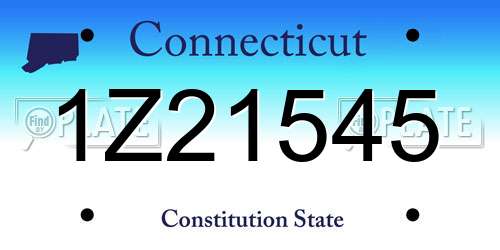 1Z21545 Connecticut License Plate