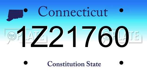 1Z21760 Connecticut License Plate