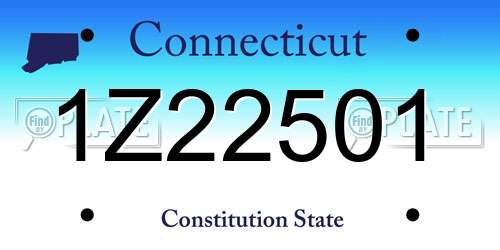 1Z22501 Connecticut License Plate