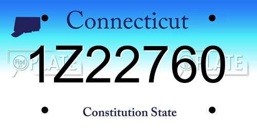 1Z22760 Connecticut License Plate