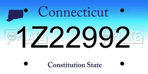 1Z22992 Connecticut License Plate