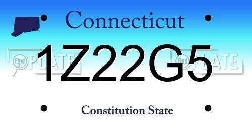 1Z22G5 Connecticut License Plate