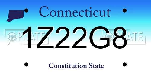 1Z22G8 Connecticut License Plate