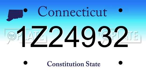 1Z24932 Connecticut License Plate