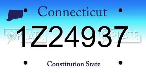 1Z24937 Connecticut License Plate
