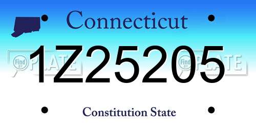 1Z25205 Connecticut License Plate