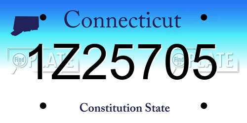 1Z25705 Connecticut License Plate