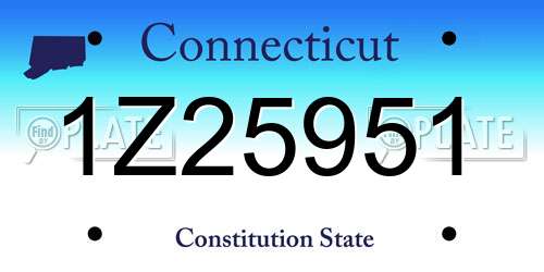 1Z25951 Connecticut License Plate