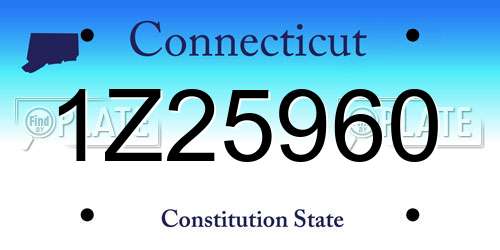 1Z25960 Connecticut License Plate
