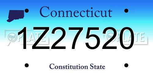 1Z27520 Connecticut License Plate