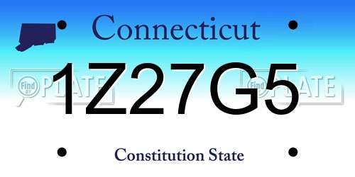 1Z27G5 Connecticut License Plate