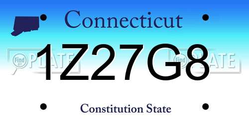 1Z27G8 Connecticut License Plate