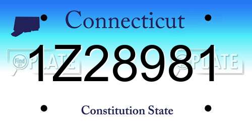 1Z28981 Connecticut License Plate