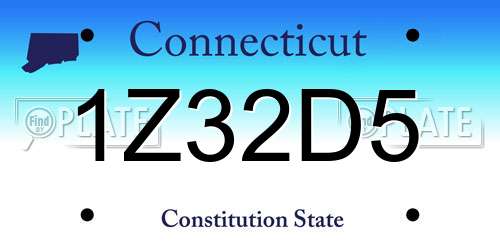 1Z32D5 Connecticut License Plate