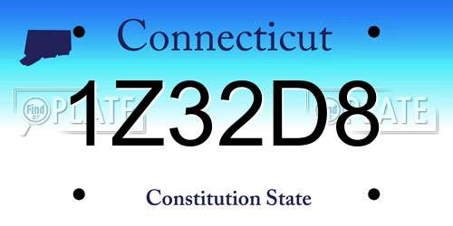 1Z32D8 Connecticut License Plate