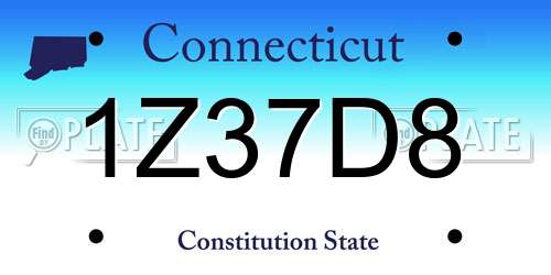 1Z37D8 Connecticut License Plate