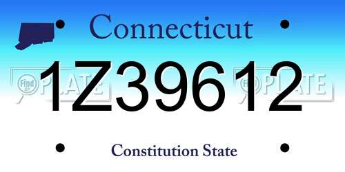 1Z39612 Connecticut License Plate
