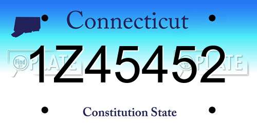 1Z45452 Connecticut License Plate