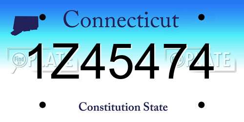1Z45474 Connecticut License Plate