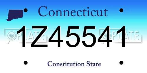1Z45541 Connecticut License Plate