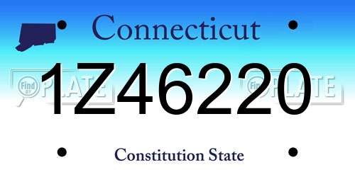 1Z46220 Connecticut License Plate