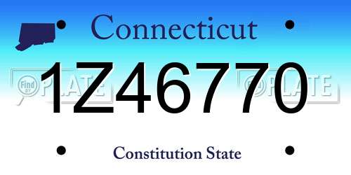1Z46770 Connecticut License Plate