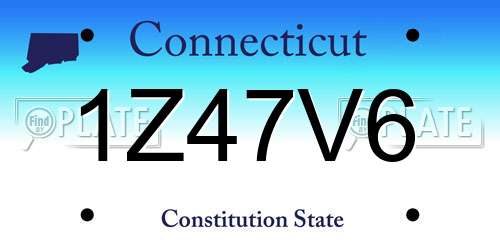 1Z47V6 Connecticut License Plate