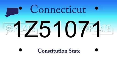 1Z51071 Connecticut License Plate
