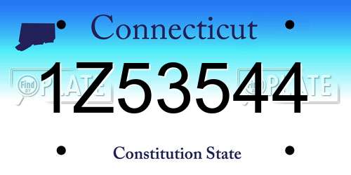 1Z53544 Connecticut License Plate