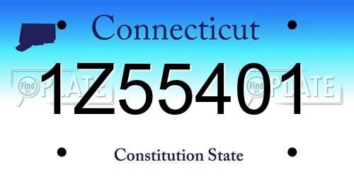 1Z55401 Connecticut License Plate
