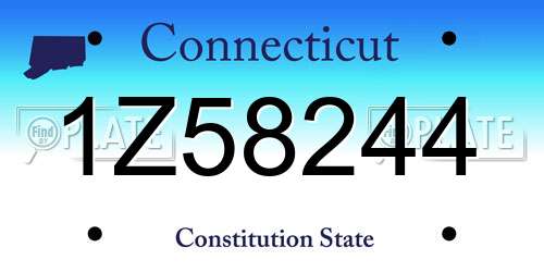 1Z58244 Connecticut License Plate