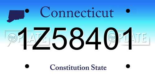 1Z58401 Connecticut License Plate