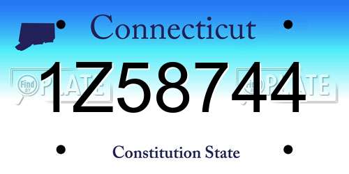 1Z58744 Connecticut License Plate