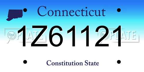 1Z61121 Connecticut License Plate