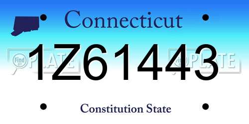 1Z61443 Connecticut License Plate