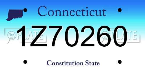 1Z70260 Connecticut License Plate