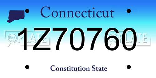 1Z70760 Connecticut License Plate