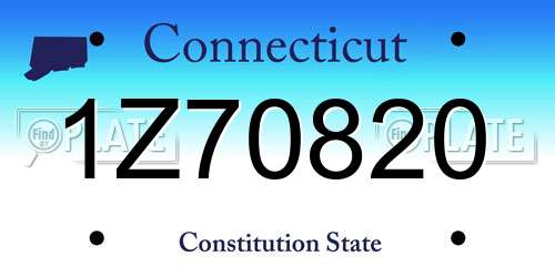 1Z70820 Connecticut License Plate