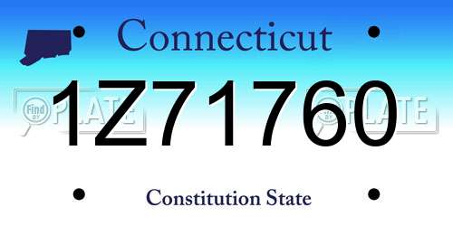 1Z71760 Connecticut License Plate