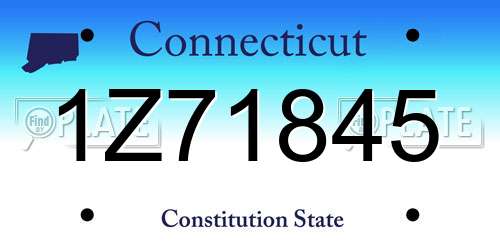 1Z71845 Connecticut License Plate