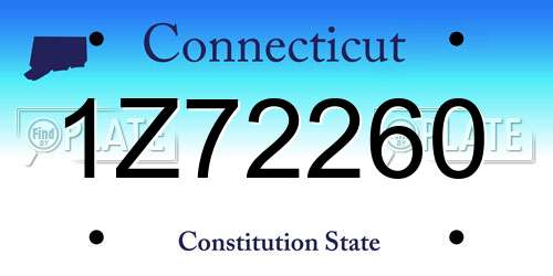 1Z72260 Connecticut License Plate