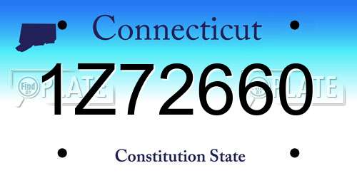 1Z72660 Connecticut License Plate
