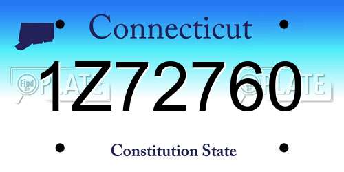 1Z72760 Connecticut License Plate