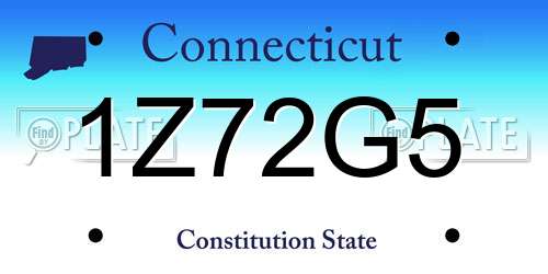 1Z72G5 Connecticut License Plate