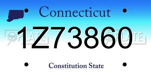 1Z73860 Connecticut License Plate