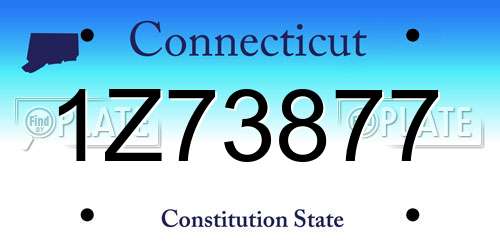 1Z73877 Connecticut License Plate
