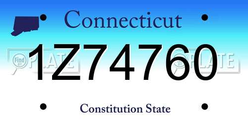 1Z74760 Connecticut License Plate