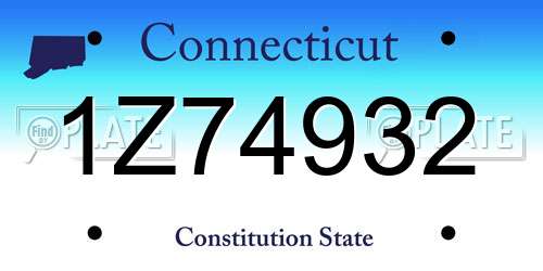 1Z74932 Connecticut License Plate